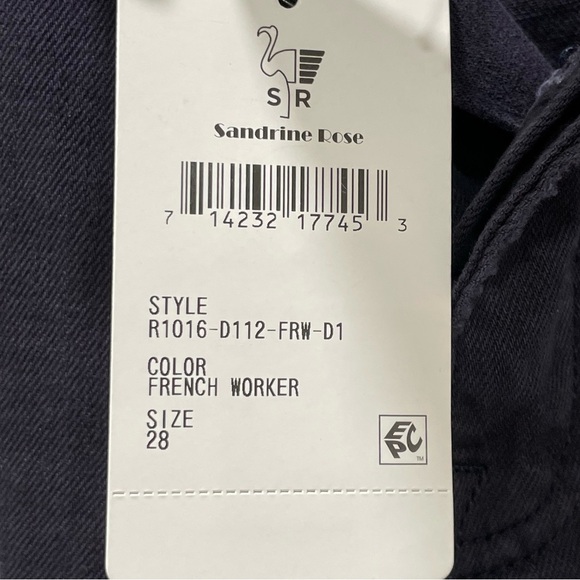 NWT Free People x Sandrine Rose Navy Blue Wide Leg Cotton Pants Size 28 - Picture 13 of 15